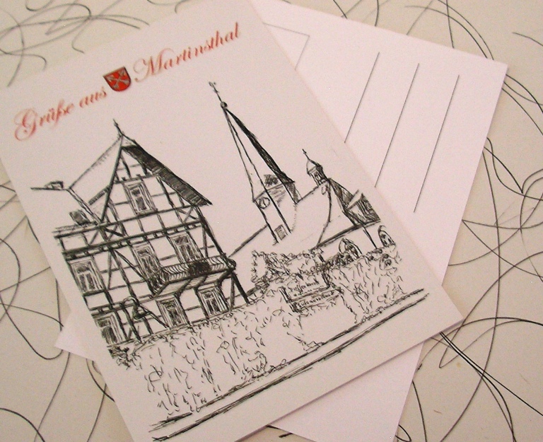 Ansichts-Postkarte: Vorderansicht der Kulturkirche in Martinsthal